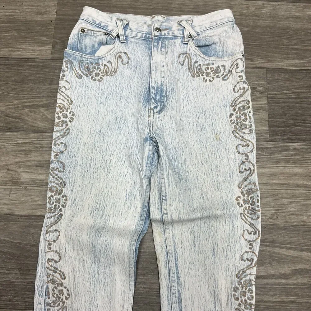 Anti‎ Basicx Jeans Womens 28x28 High Rise Vintage Y2K Embroidered Western Faded